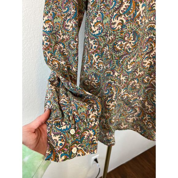 Vanessa Bruno Top Womens FR 38 US 6 Paisley Silk Blend Luxury Minimalist Preppy - Picture 4 of 12